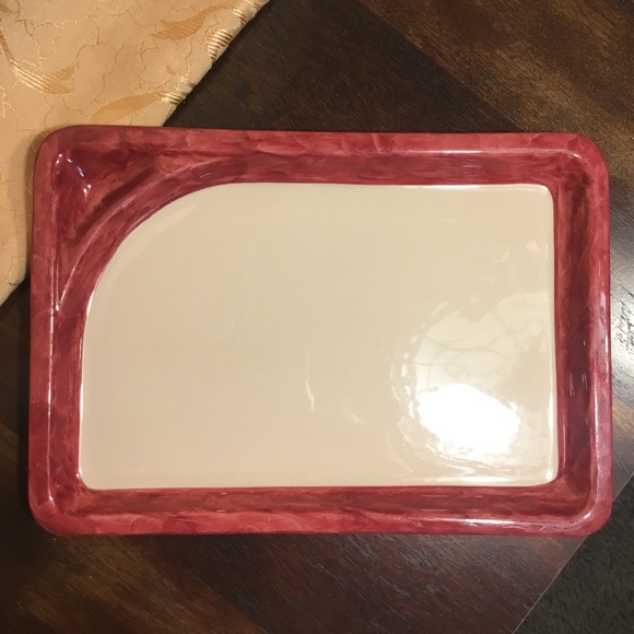 Shenango China ~ INCA WARE BYTEBOARD RARE SERVING PLATE RED & CREAM - Picture 9 of 11